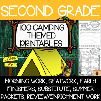 Preview of Second Grade Camping Themed Worksheets {100 Standards Aligned Printables}