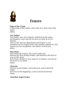 Preview of Second Grade Catholic Prayers