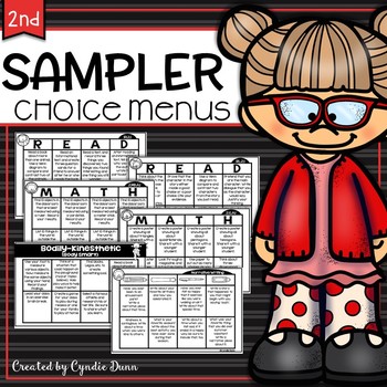 Preview of Second Grade Choice Boards Choice Menus Early Finishers Fast Finishers FREEBIE 