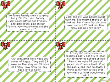 Second Grade: Christmas Themed Two Step Word Problems by OnceUponAnIvey