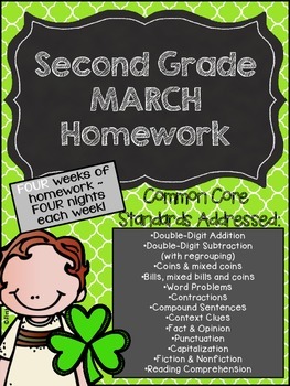 Preview of Second Grade Common Core Homework - March