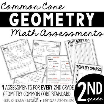 Preview of Second Grade Common Core Math Assessments Geometry: 2.G.1, 2.G.2, 2.G.3