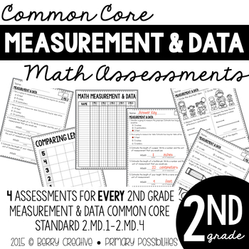 Preview of Second Grade Common Core Math Assessments Measurment & Data: 2.MD.1 - 2.MD.4