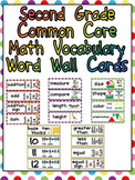 Second Grade Common Core Math Vocabulary Word Wall Cards