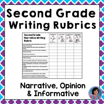 Preview of ✎ Second Grade Writing Rubrics {Common Core Standards Based Grading}