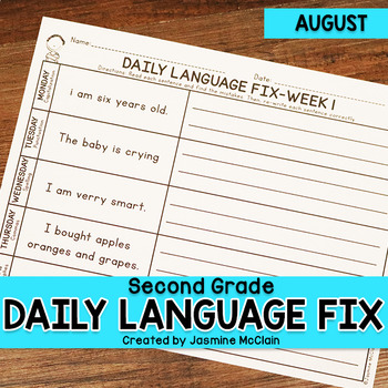 Second Grade Daily Language Fix for August