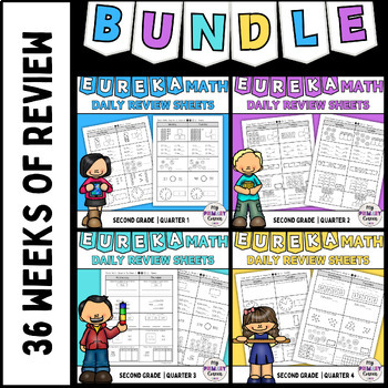Preview of *BUNDLE* EUREKA Engage NY Daily Math Review Worksheets. Grade 2. Quarters 1-4.