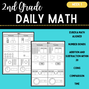 Preview of Second Grade Daily Math- Engage NY Eureka Aligned WEEK 1 FREEBIE
