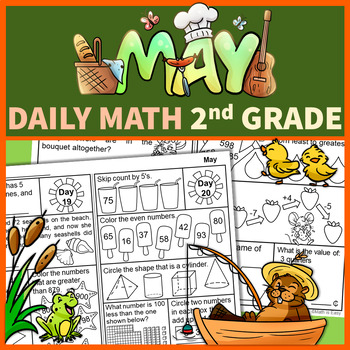 Preview of Second Grade Daily Math May Morning Work No Prep Printables