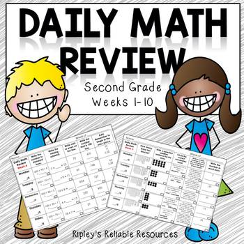 Preview of Second Grade Daily Math Review ~ CCSS Aligned ~ Weeks 1-10