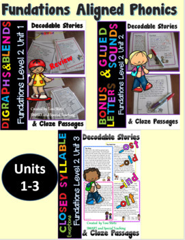 Preview of Level 2 Unit 1-3 Second Grade Decodable Stories Bundle