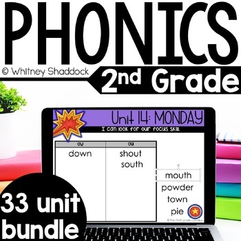 Preview of 2nd Grade Phonics Curriculum with PowerPower Slides - 33 Phonics Practice Units