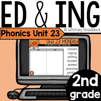 Preview of ED & ING Endings 2nd Grade Phonics PowerPoint Slides - Digital Phonics Unit 23