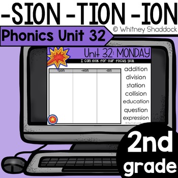 Preview of Suffix ION with TION SION 2nd Grade Phonics PowerPoint - Digital Phonics Unit 32