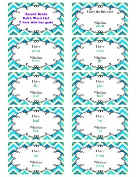 Second Grade Dolch Sight-Word ( I have who has game) by Sarah Justice