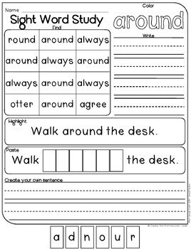 Sight Word Worksheets - Second Grade by Jessica Ann Stanford | TpT