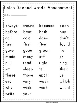 2nd grade dolch sight words pdf