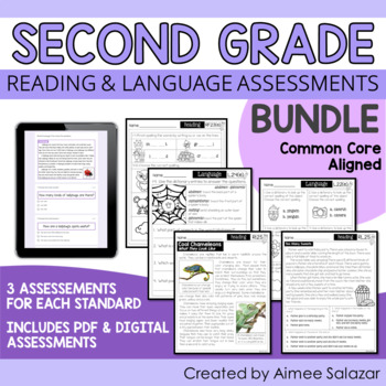 Preview of Second Grade ELA Assessments BUNDLE / Distance Learning