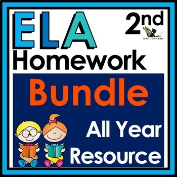 Preview of Second Grade ELA Weekly Homework, Spiral Review Activities, Morning Work Bundle