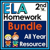 Second Grade ELA Homework Bundle with Digital Option for D