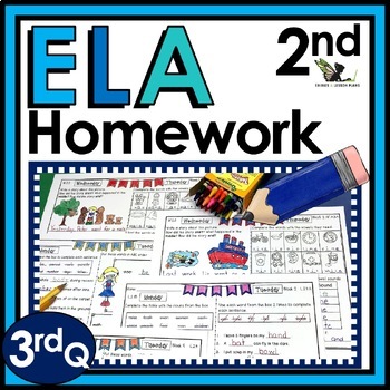 Preview of Second Grade Weekly ELA Homework and Spiral Review Activities - 3rd Q