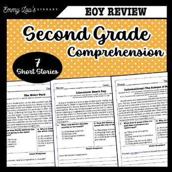 Preview of Second Grade EOY Summer Reading Worksheet Packet for Review and Comprehension