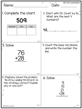 second grade end of year common core math assessment by berry creative