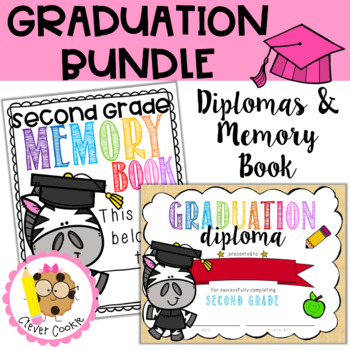Preview of Second Grade End of the Year Graduation BUNDLE {Diplomas and Memory Book}