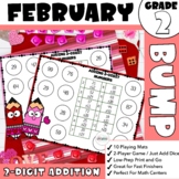 Second Grade February BUMP Math Game - Addition with/witho