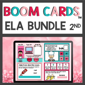 Preview of Second Grade February ELA Boom Cards bundle