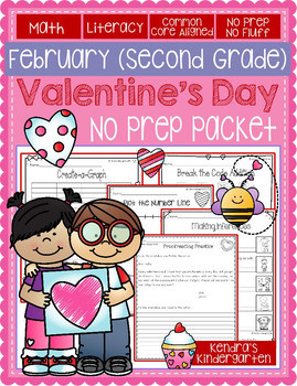 Preview of Second Grade February / Valentine's Math & Literacy Common Core No Prep Packet