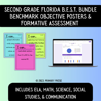 Preview of Second Grade Florida B.E.S.T Bundle - Benchmark Posters & Formative Assessment