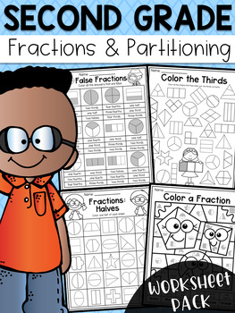 Preview of Second Grade Fractions and Partitioning Worksheets