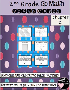 Preview of Second Grade Go Math Chapter 2 Vocabulary Cards