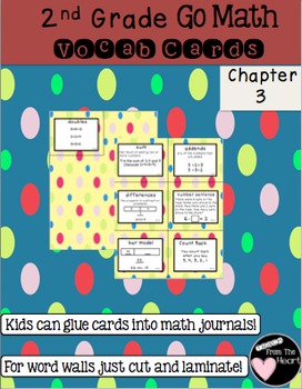 Preview of Second Grade Go Math Chapter 3 Vocabulary Cards