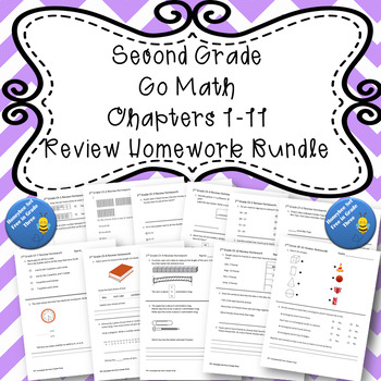 Preview of Second Grade Go Math Chapters 1-11 Review Homework BUNDLE