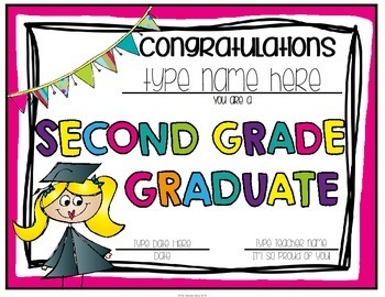 Graduation Certificates & Graduation Invitations - Second Grade | TpT