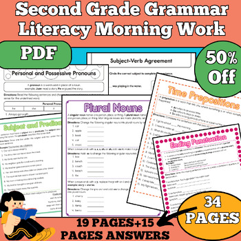 Preview of Second Grade Grammar Literacy Morning Work,2nd grade literacy centers worksheets