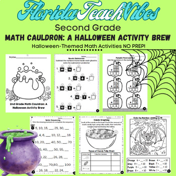 Preview of Second Grade Halloween Math: Addition, Subtraction, Graphing and MORE | No PREP!