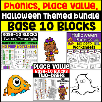 Preview of Halloween Spooky Learning Fun BUNDLE with Math and Phonics for Second Grade!