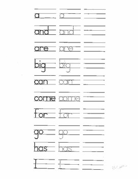 Preview of Second Grade High Frequency Site Word Handwriting Practice Booklet
