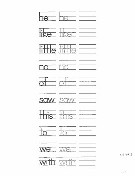 Second Grade High Frequency Site Word Handwriting Practice Booklet