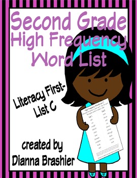 Preview of Second Grade Sight Words List C (Literacy First) Word List Homework Packet