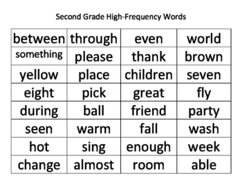 Second Grade High-Frequency Words by BeatysBusyBees | TpT