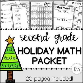 Preview of Second Grade Holiday Math Packet {NO PREP!}
