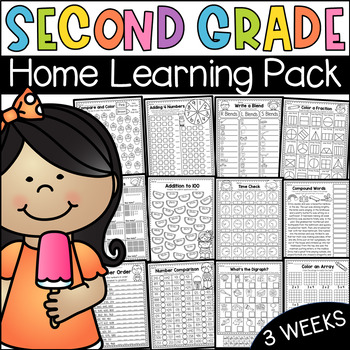 Preview of Second Grade Home Learning Pack - Distance Learning