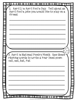 second grade journal writing for april by sharon strickland tpt