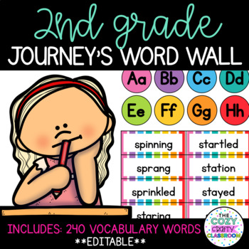 Preview of Second Grade Journeys Word Wall EDITABLE