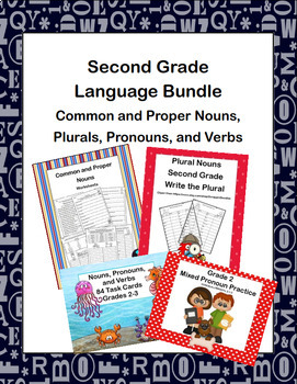 Preview of Second Grade Language Bundle - Common and Proper Nouns, Plurals, Pronouns, Verbs