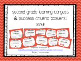 Second Grade Learning Targets & Success Criteria Posters: Math